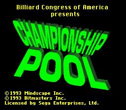 Championship Pool - Mega Drive