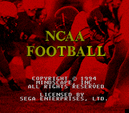 Ncaa Football - Mega Drive